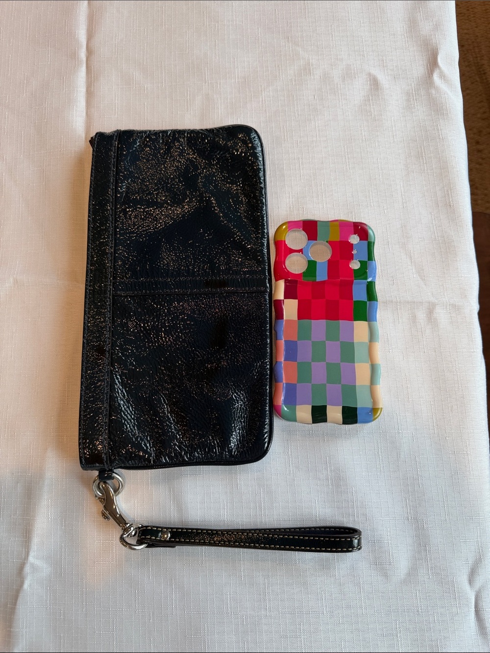 Coach Black Patent Leather Wristlet Clutch